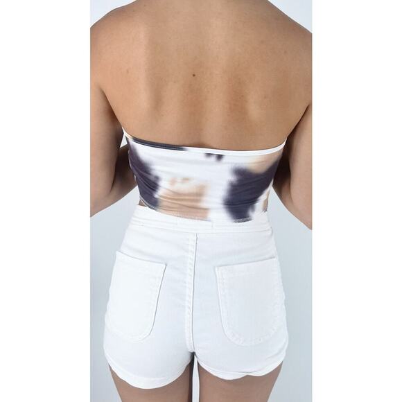 Marble Y2K White Multicolor Sleeveless Tube Top Size Small - Picture 2 of 3